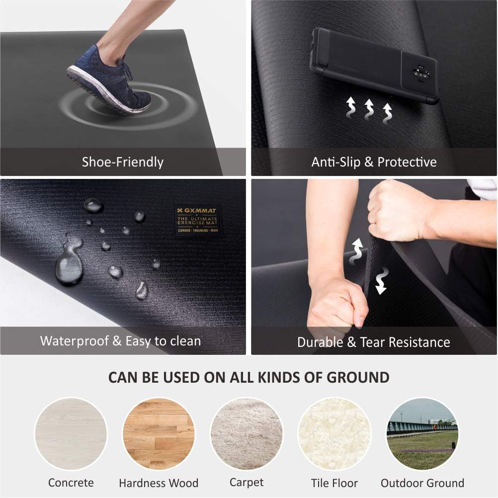 GXMMAT Extra Large Exercise Mat 16'x6'/12'x6'/10'x6'/8'x6'(7mm), Extra Wide Workout Mats for Home Gym Flooring, Non-Slip Thick Durable Cardio Mat for MMA,Plyo,Jump Rope,Weights,Fitness,Shoe-Friendly - Image 3