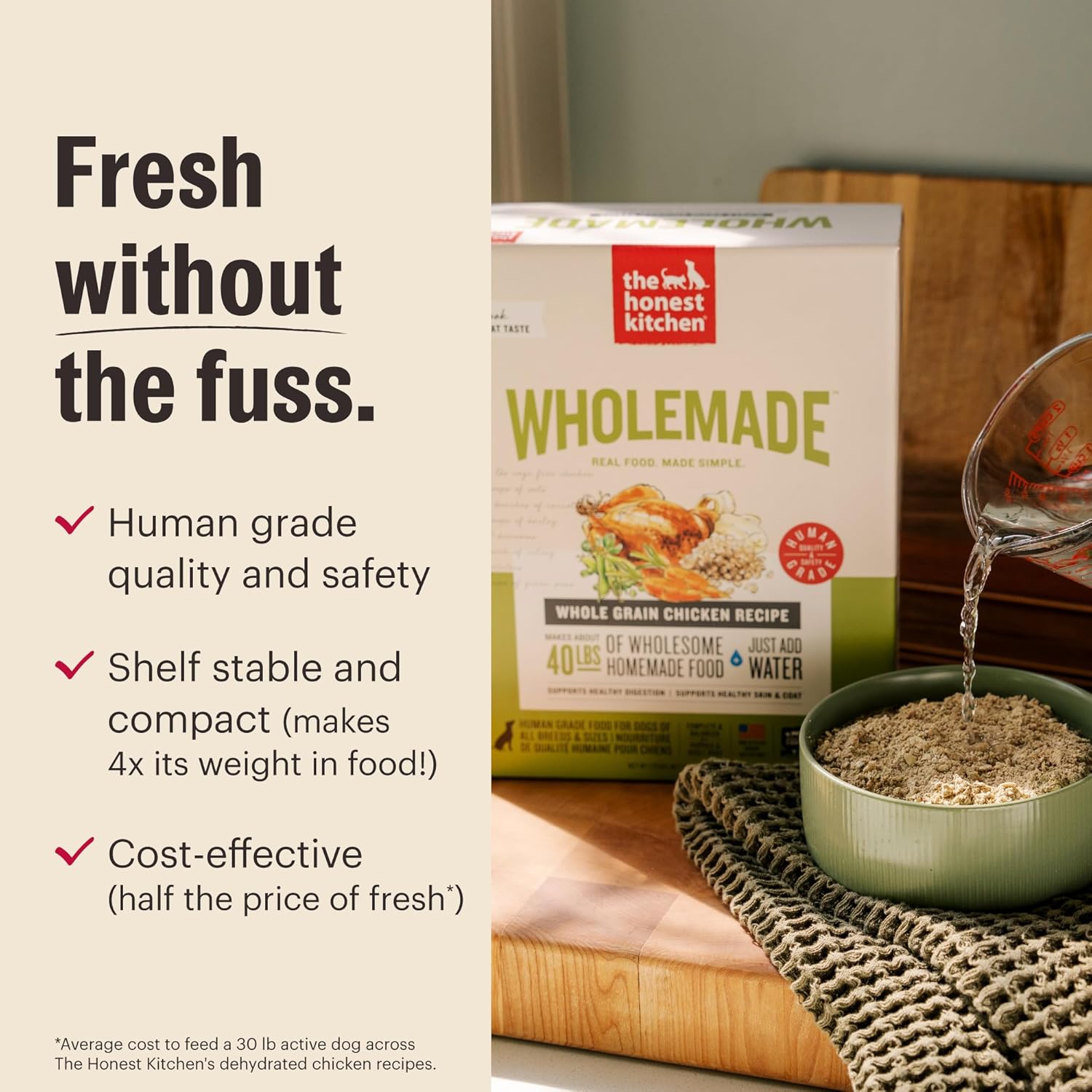 The Honest Kitchen Human Grade Wholemade™ Dehydrated Dog Food, Grain Free Chicken, 10 lb (makes 40lbs) - Image 6