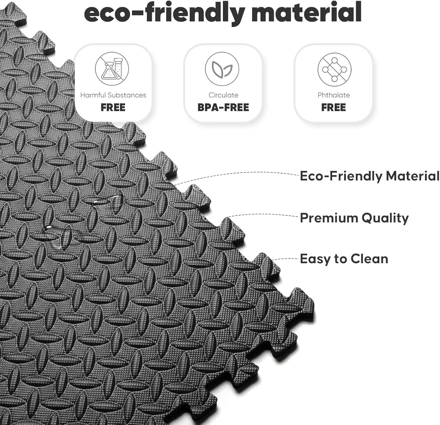 36 Pack Home Gym Mat, Puzzle Exercise Mat, EVA Interlocking Foam Floor Tiles for Home Workout Equipment and Kids' Play Areas - Blue, 24 in x 24 in x ½ in - (Black, 36 Pack (144 SQ FT)) - Image 3