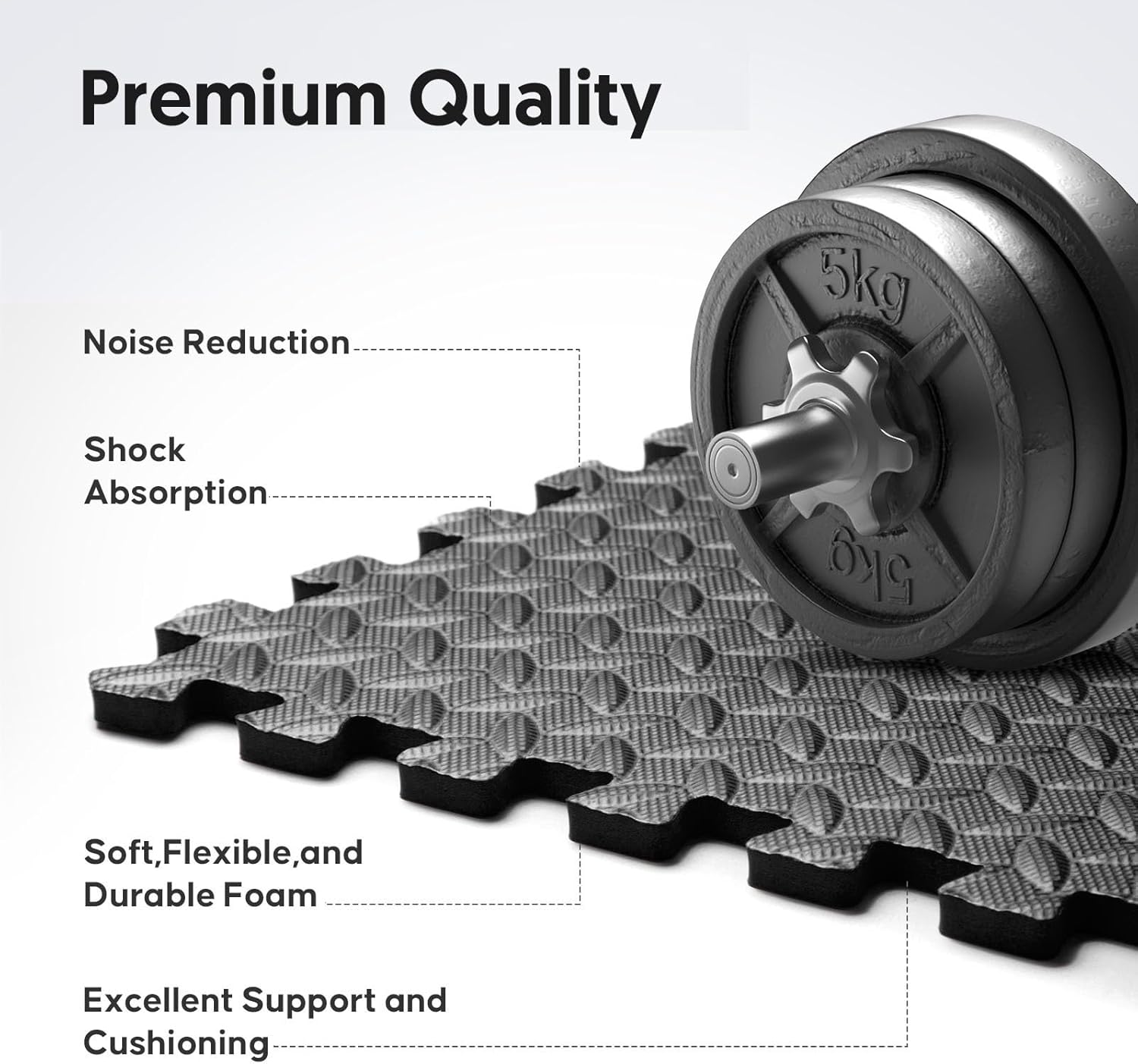 36 Pack Home Gym Mat, Puzzle Exercise Mat, EVA Interlocking Foam Floor Tiles for Home Workout Equipment and Kids' Play Areas - Blue, 24 in x 24 in x ½ in - (Black, 36 Pack (144 SQ FT)) - Image 4
