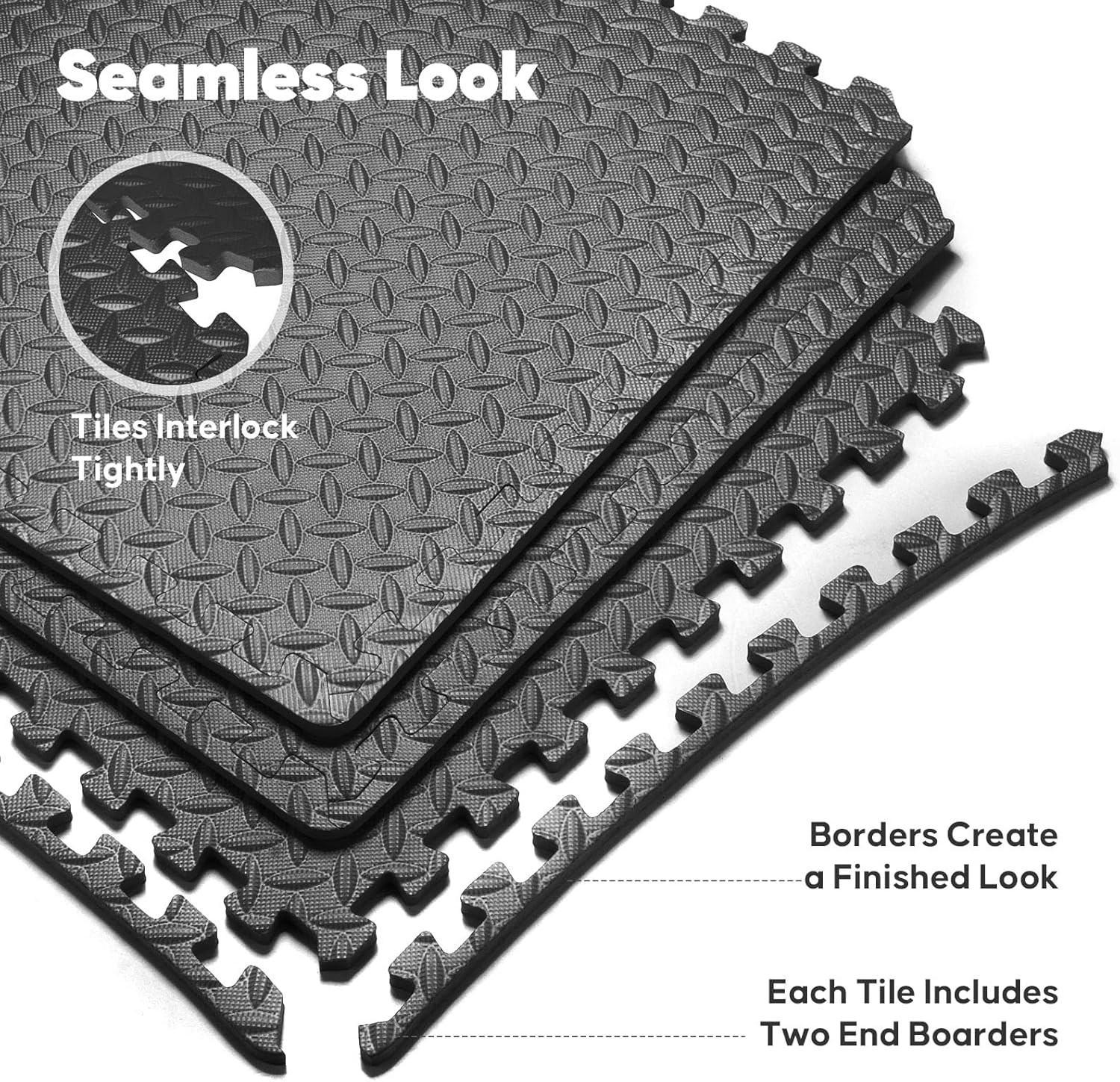 36 Pack Home Gym Mat, Puzzle Exercise Mat, EVA Interlocking Foam Floor Tiles for Home Workout Equipment and Kids' Play Areas - Blue, 24 in x 24 in x ½ in - (Black, 36 Pack (144 SQ FT)) - Image 6