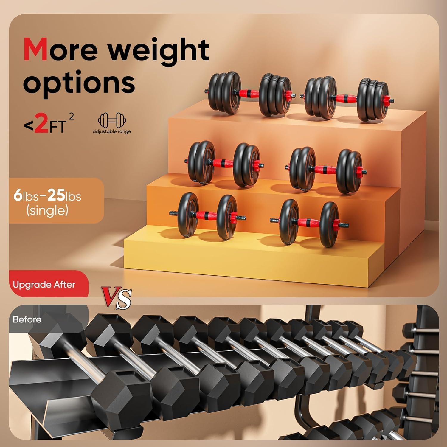 Adjustable Dumbbells, 20/30/45/70/90lbs Free Weight Set with Connector,5 in1 Dumbbells Set Used as Barbell,Kettlebells,Push up Stand,Fitness Exercises for Home Gym Suitable Men/Women - Image 4
