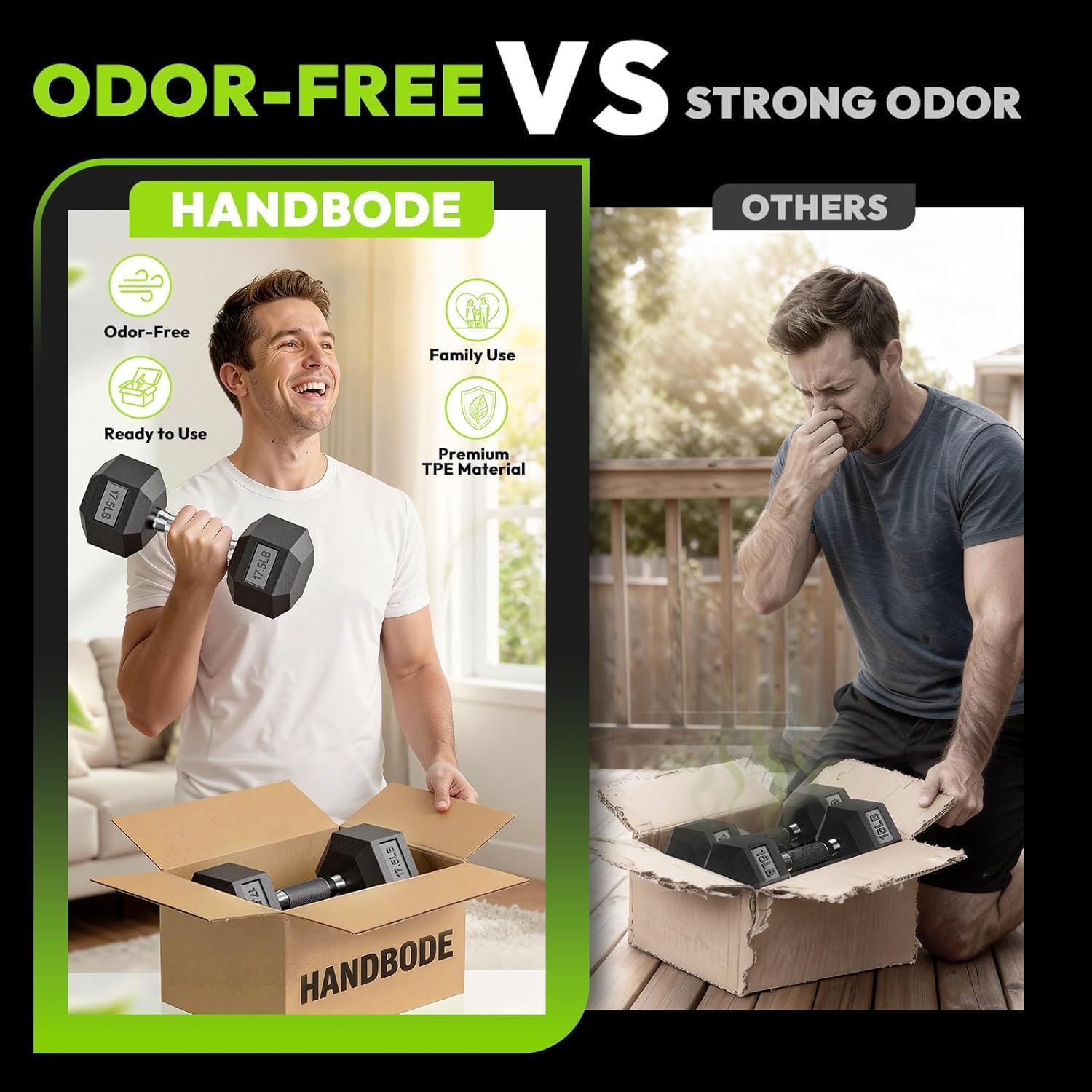 HANDBODE Hex Dumbbell Set with Rack, 480-690 lb, Non-Slip Rubber Grip Handles, Rubber Coated Fixed Weights, Heavy Duty Storage Stand, Hexagon Shape, Multiple Weight Options for Home Gym Strength Training - Image 4
