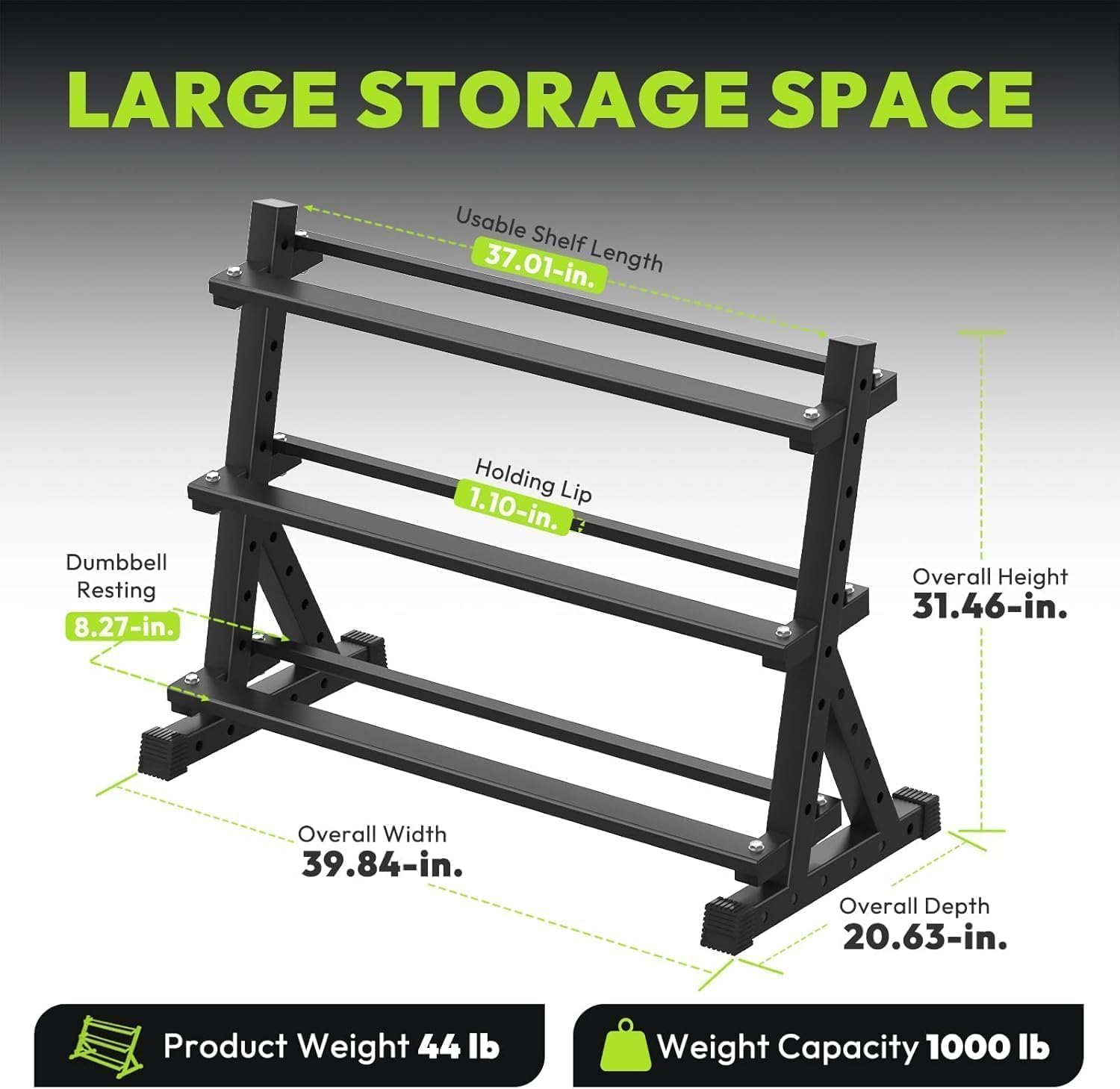 HANDBODE Hex Dumbbell Set with Rack, 480-690 lb, Non-Slip Rubber Grip Handles, Rubber Coated Fixed Weights, Heavy Duty Storage Stand, Hexagon Shape, Multiple Weight Options for Home Gym Strength Training - Image 3