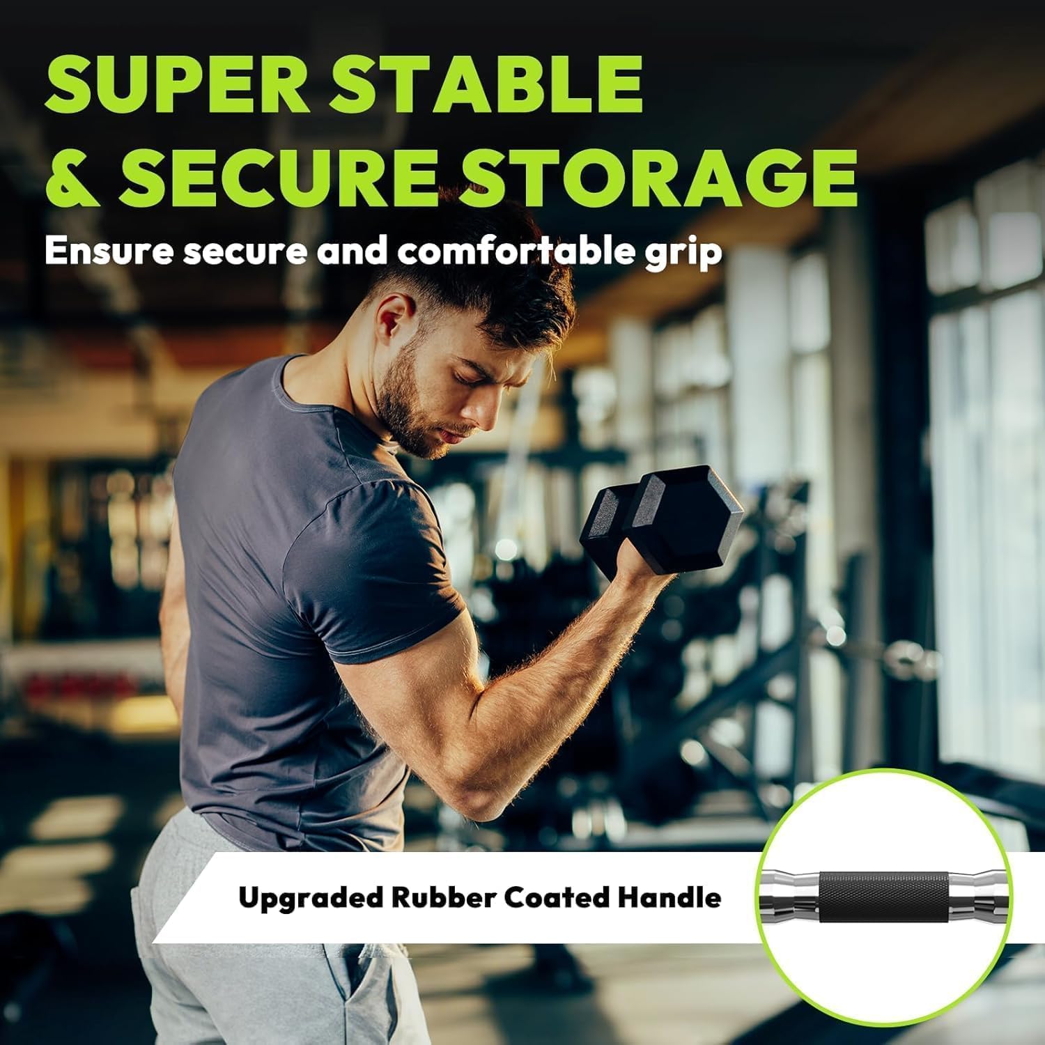 HANDBODE Hex Dumbbell Set with Rack, 480-690 lb, Non-Slip Rubber Grip Handles, Rubber Coated Fixed Weights, Heavy Duty Storage Stand, Hexagon Shape, Multiple Weight Options for Home Gym Strength Training - Image 6
