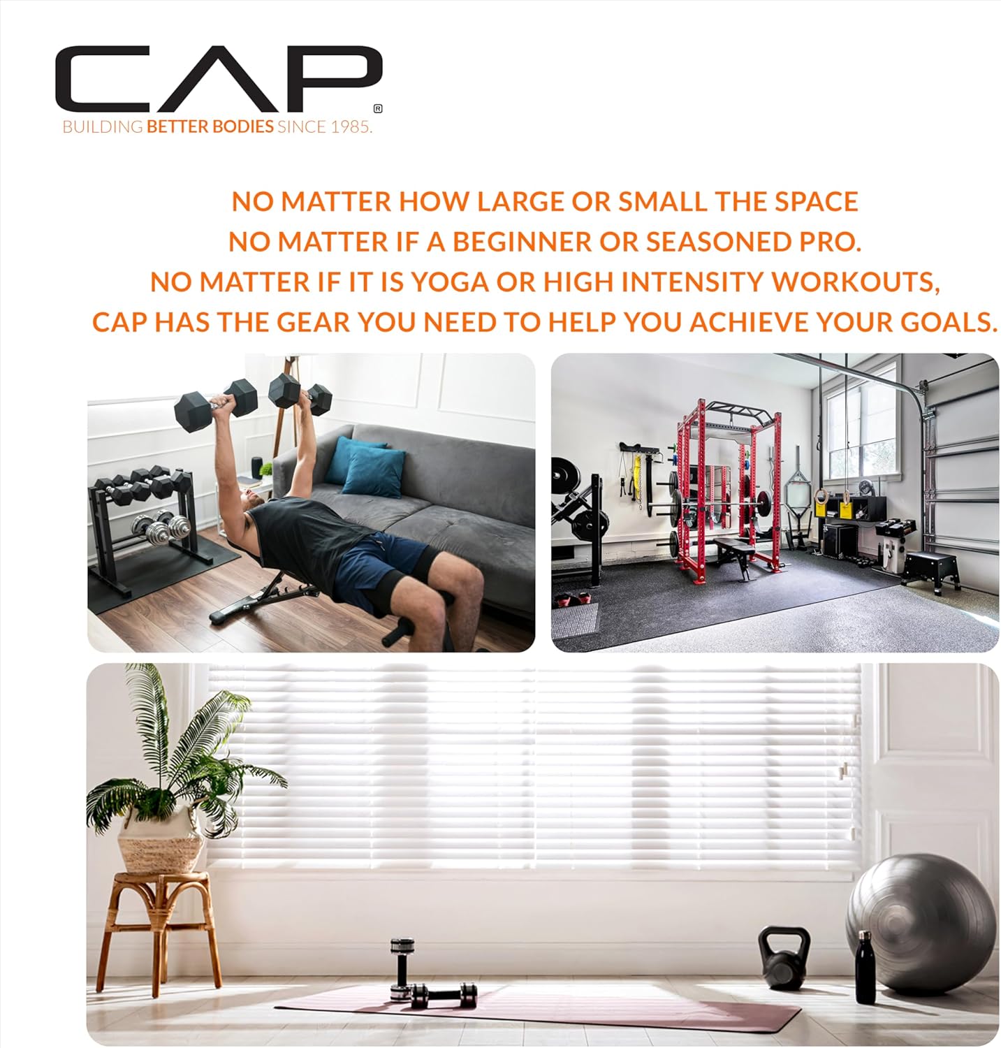 CAP Rubber Coated Hex Dumbbell Set with Storage Rack | 100–210 lb Options, Space-Saving Vertical Compact Storage for Home Gym Strength Training - Image 6