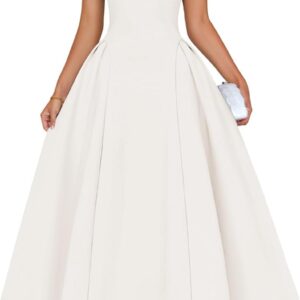 ZESICA Summer 2026 Cocktail Dresses for Women’s Off Shoulder Short Sleeve Swing A Line Wedding Evening Party Midi Dress