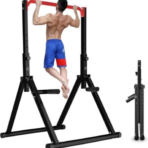 DOBESTS Power Tower Pull Up Bar Free Standing, Adjustable Foldable Pull Up Station, Home Gym Strength Training Equipment 700LBS