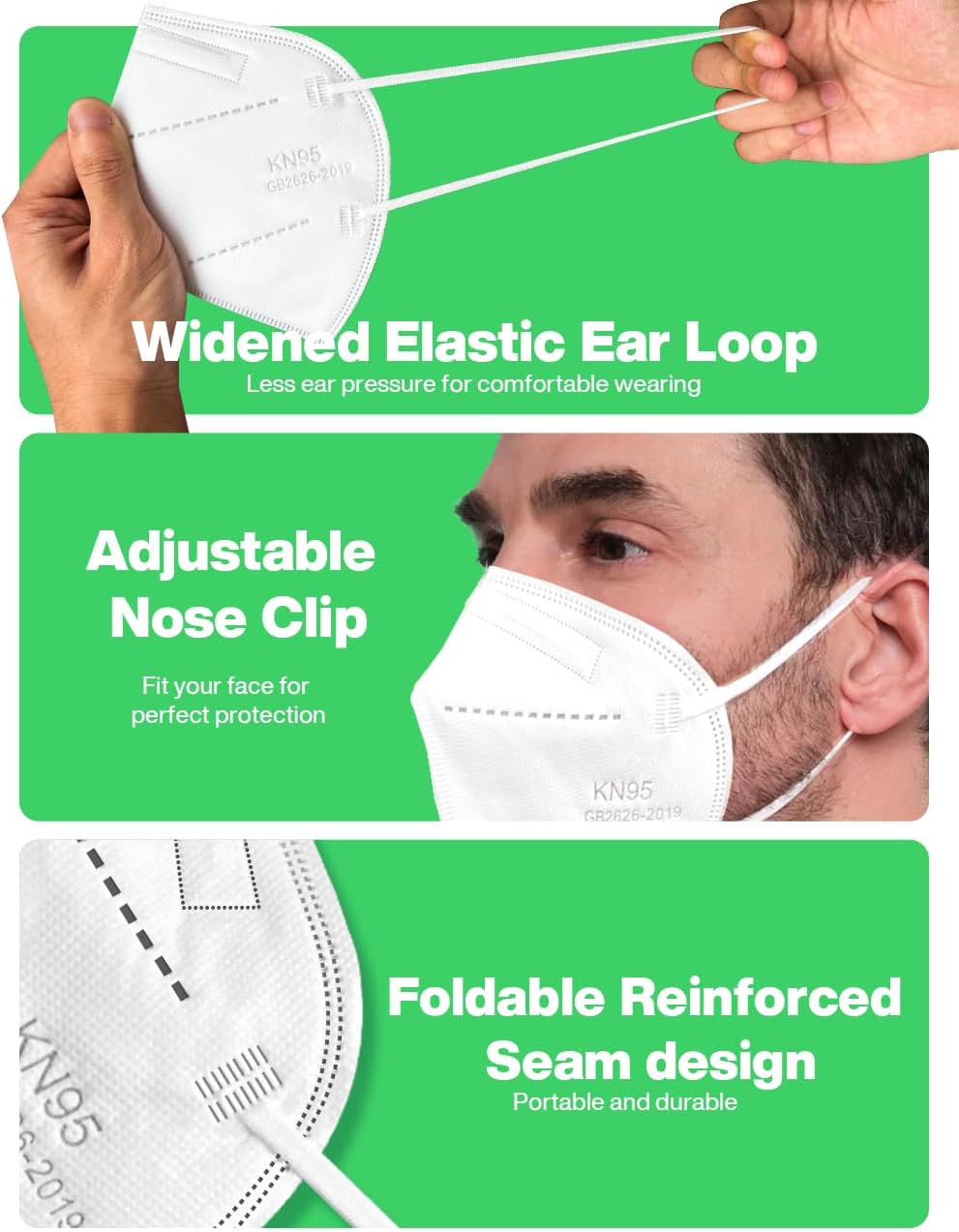 Boncare KN95 Face Mask 30 PCs, 5-Layer Face Mask for Men & Women, Updated Breathable, Comfortable (White) - Image 4