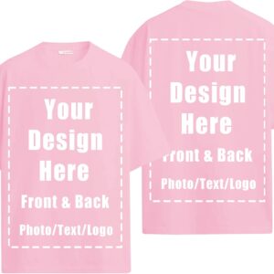 Custom T Shirts Front Back for Men Women Personalized T-Shirt Add Your Own Design with Image Text Logo Tee Tops