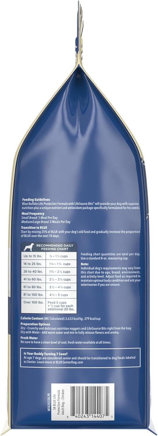 Blue Buffalo Life Protection Formula Chicken & Brown Rice Adult Dry Dog Food, Supports Immunity with Antioxidant-Rich LifeSource Bits, Promotes Healthy Muscle Development, Skin & Coat Health, 5 lbs. - Image 4