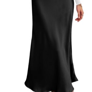 BTFBM 2026 Summer Womens Skirts Silk Elegant High Waist Flowy Long Satin A-Line Midi Skirt Cocktail Wedding Party