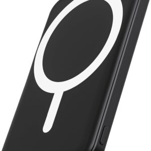 podoru for Magsafe Battery Pack, 5000mAh Magnetic Power Bank with Type-C Cable 20W PD Fast Charging Lighting Input Wireless Portable Charger for iPhone 17/16/15/14/13/12/ All Series-Black