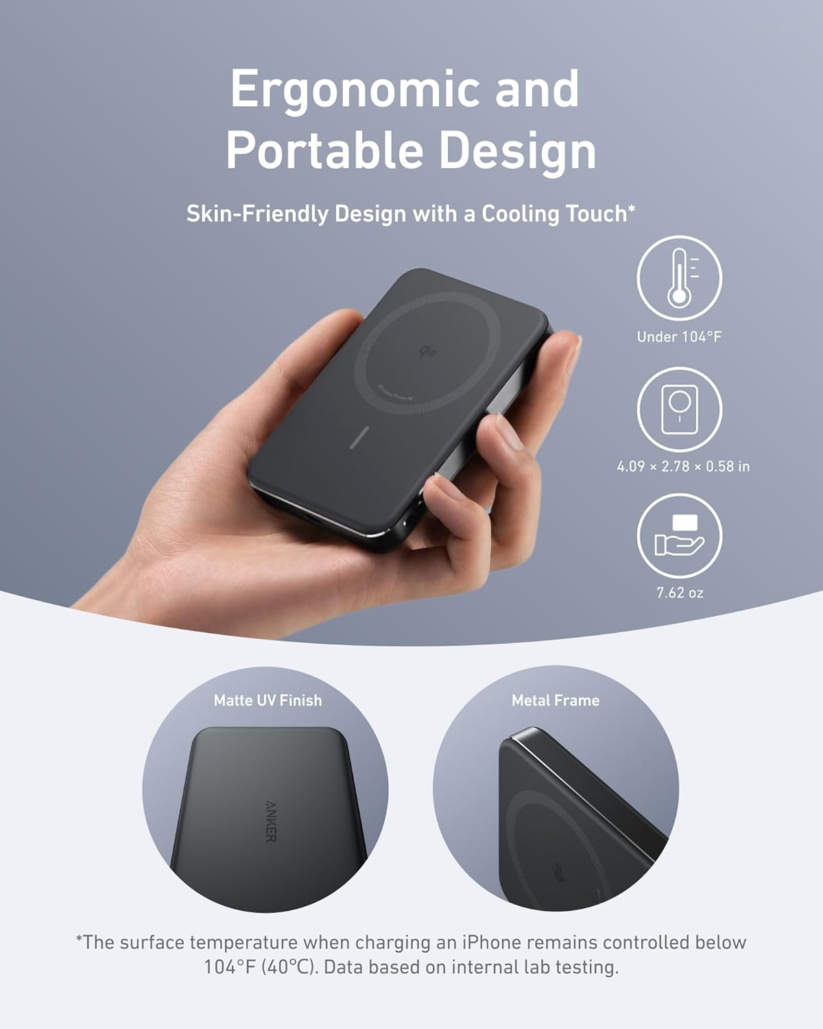 Anker MagGo Power Bank, Slim 10,000mAh Magnetic Battery Pack, Qi2 Certified 15W Ultra-Fast MagSafe Compatible Portable Charger, Ergonomic Design, for iPhone17/16/15/14 Series, and More - Image 4
