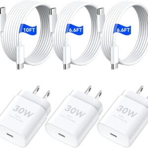 iPhone 17 16 15 Pro Max Charger Fast Charging, 30W USB C Charger Type C Chargers Fast Charging Block with 6.6 FT&10 FT Long Cable Cord for iPhone 17 Pro Max/17 Pro/17/Air/16 Pro Max/16Pro/16/15/ProMax