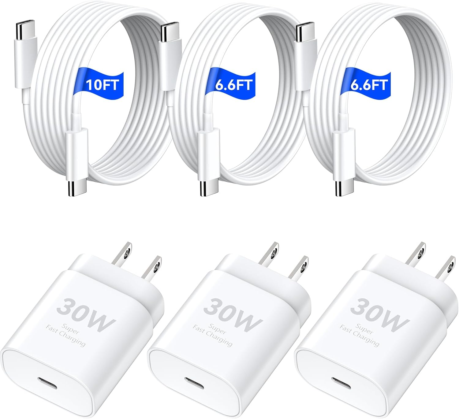 iPhone 17 16 15 Pro Max Charger Fast Charging, 30W USB C Charger Type C Chargers Fast Charging Block with 6.6 FT&10 FT Long Cable Cord for iPhone 17 Pro Max/17 Pro/17/Air/16 Pro Max/16Pro/16/15/ProMax