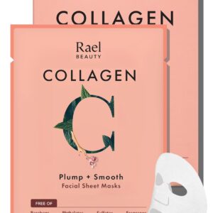 Rael Face Mask Skin Care, Collagen Face Masks – Bamboo Facial Sheet Mask, Korean Skincare, with Collagen Essence and Fruit Extracts, Nourishing and Hydrating, All Skin Types (Collagen, 5 Sheets)