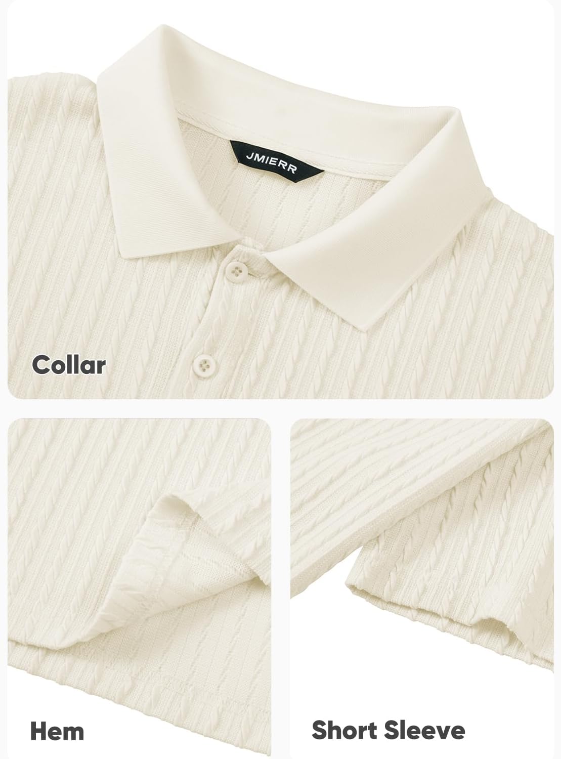 JMIERR Mens Casual Polo Shirt Summer Short Sleeve Vacation Button Beach Knit Stretchy Golf Shirts - Image 9
