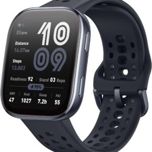 Amazfit Bip 6 Smart Watch 46mm, 14 Day Battery, 1.97″ AMOLED Display, GPS & Free Maps, AI, Bluetooth Call & Text, Health, Fitness & Sleep Tracker, 140+ Workout Modes, 5 ATM Water-Resistance, Black