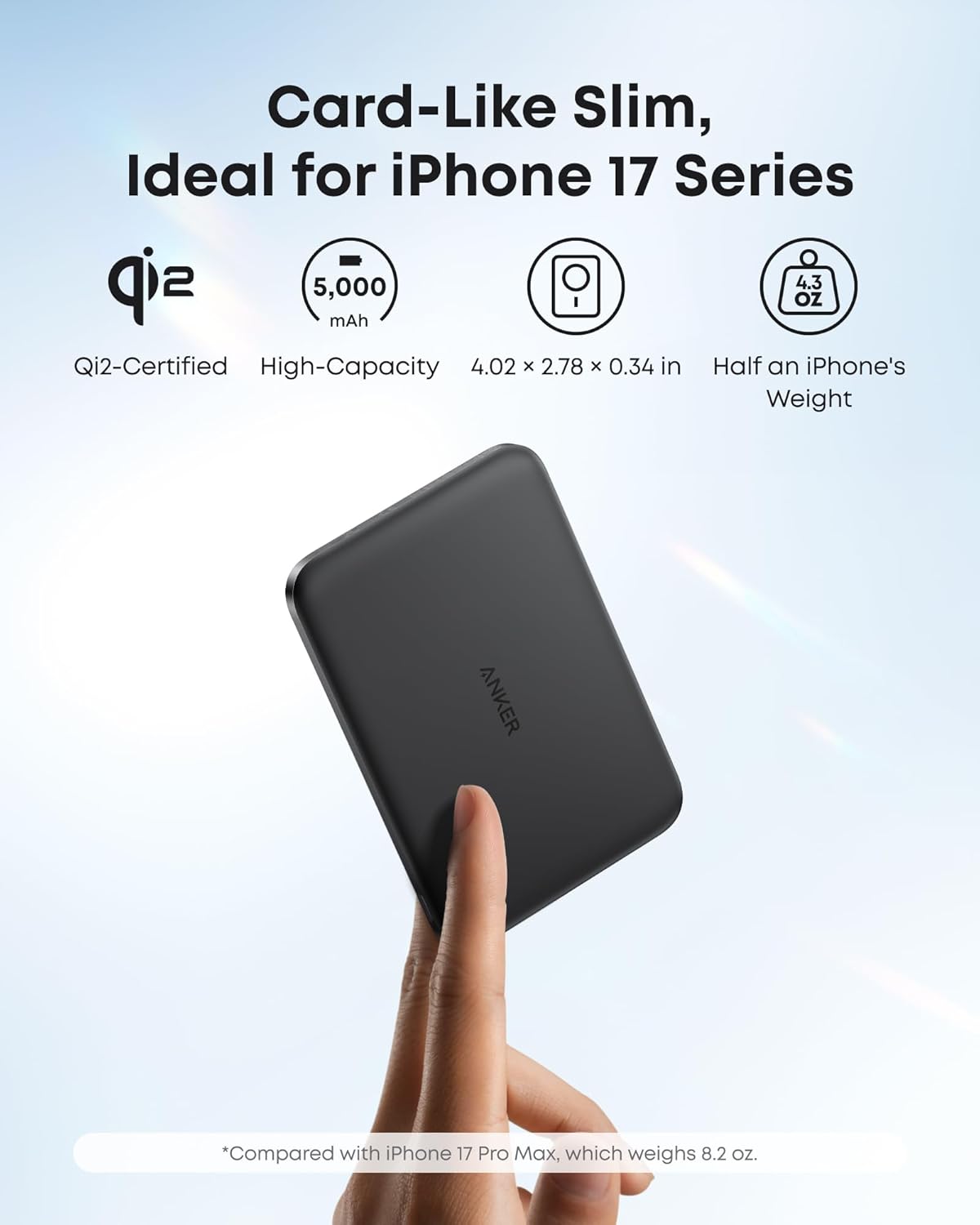 Anker Nano MagSafe Portable Charger, Ultra-Slim 5,000mAh Magnetic Wireless Power Bank, Qi2-Certified 15W Max, Compact for Travel, Ergonomic Design, for iPhone 17/16 Series, and More - Image 3