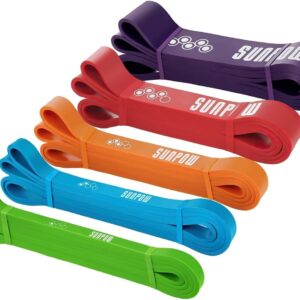 SUNPOW Pull Up Assistance Bands, Set of 5 Heavy Duty Resistance Bands for Men & Women, Natural Latex Exercise Bands for Pull-Up Progression, Home Workout, Strength Training, Mobility & Stretching