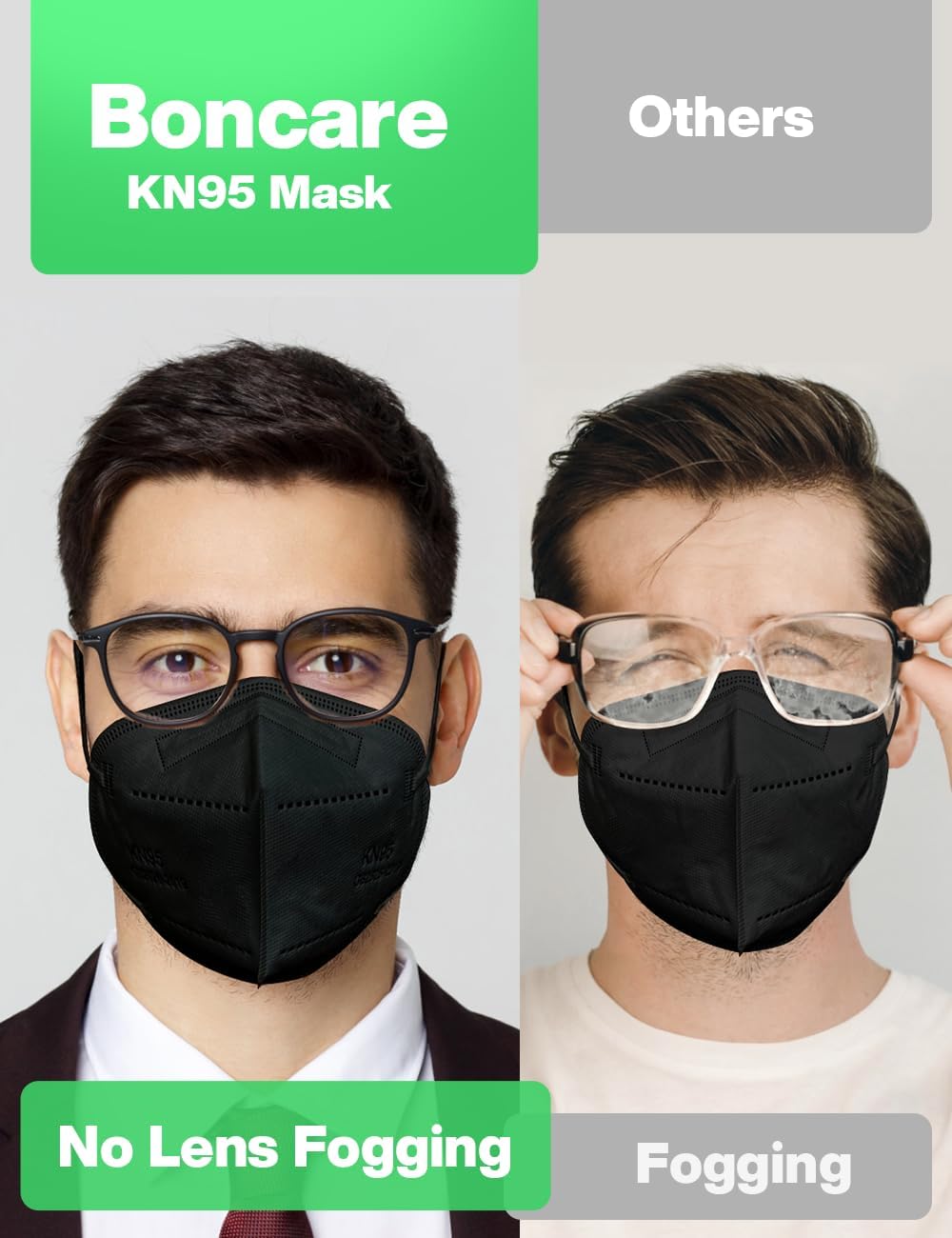 Boncare KN95 Face Masks 50 Pack, Black, 5-Layer Disposable Face Masks, Breathable and Comfortable - Image 7