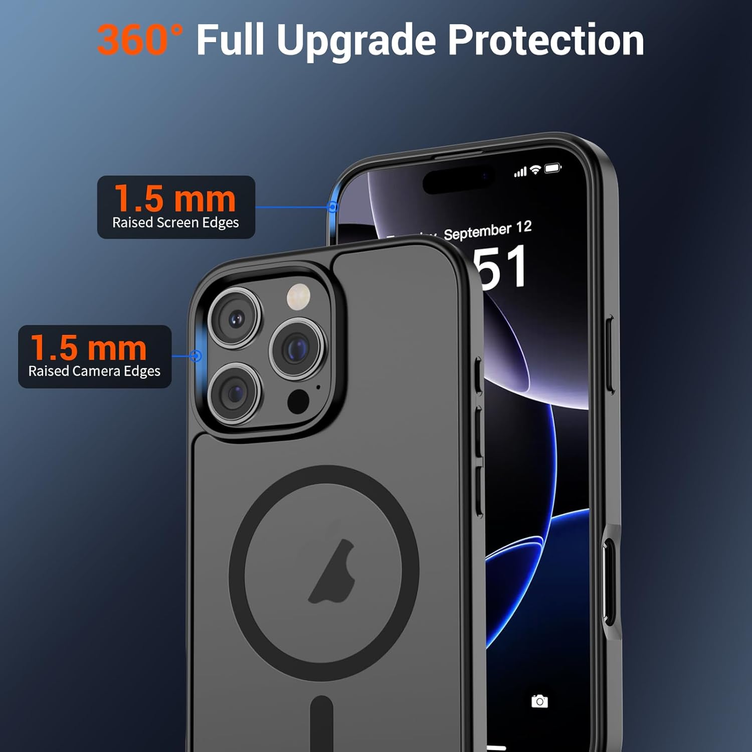 SUPFINE Magnetic for iPhone 16 Pro Max Case (Compatible with MagSafe) (Military Grade Drop Protection) Translucent Matte Shockproof Phone Cover, Black - Image 4
