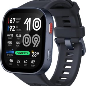 Amazfit Bip Max 50mm Smartwatch, 2.07″ AMOLED Display, 20 Days of Battery, GPS, 4GB Storage, Offline Maps, Fitness Tracker, Hybrid Training, 150+ Sports, HYROX Mode, 5 ATM for Android & iPhone, Blue