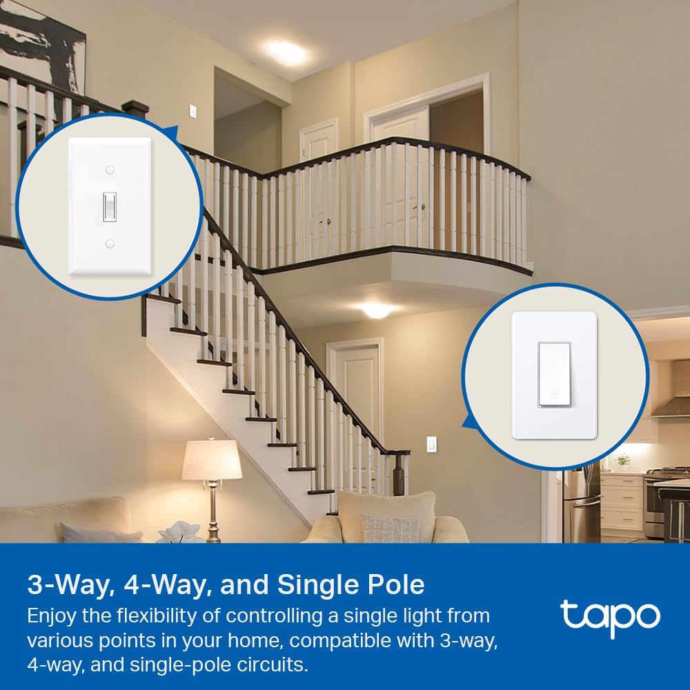 TP-Link Tapo Smart Switch, Single-Pole/3-Way/4-Way, Matter Compatible, Energy Monitoring, Neutral Wire Required, Works with Alexa, Siri, Google Home, SmartThings, UL Certified, 2.4GHZ Wi-Fi, Tapo S515 - Image 3