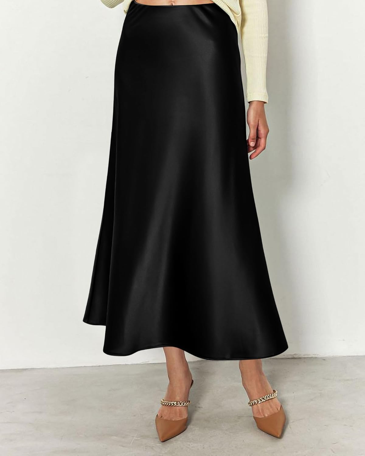 BTFBM 2026 Summer Womens Skirts Silk Elegant High Waist Flowy Long Satin A-Line Midi Skirt Cocktail Wedding Party - Image 5