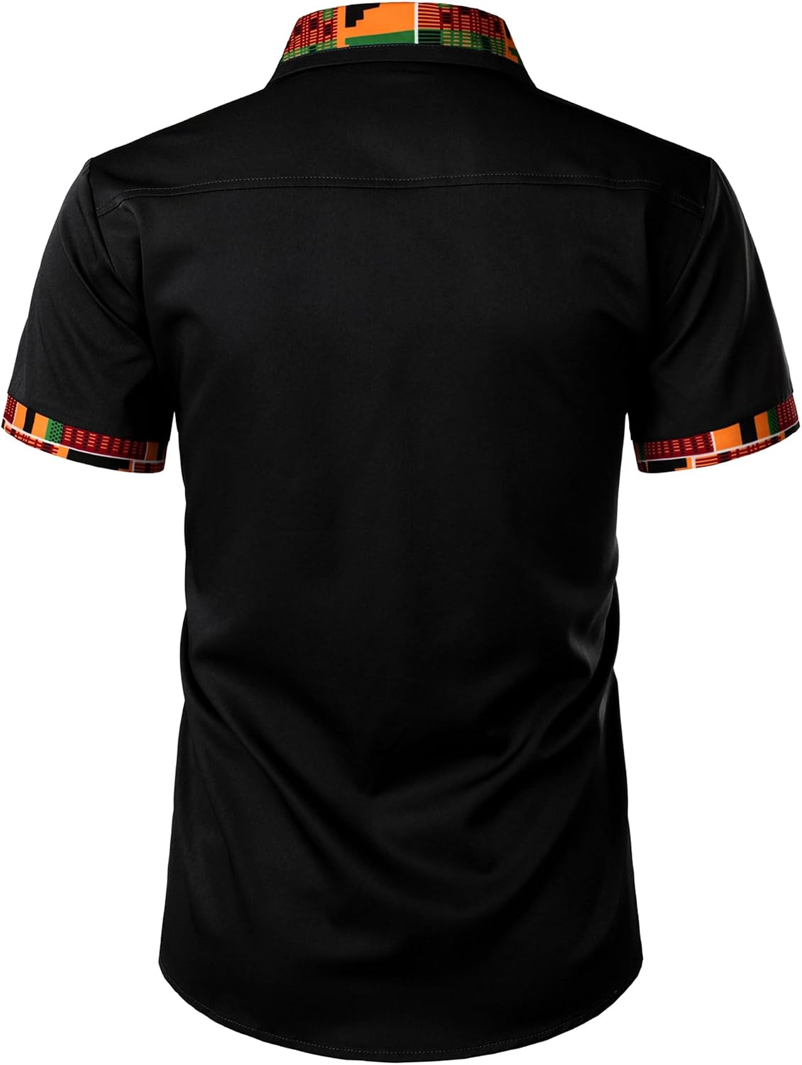 LucMatton Men's Kente Print Short Sleeve Button Down Dress Shirt African Attire Tribal Graphic Dashiki Shirts - Image 4