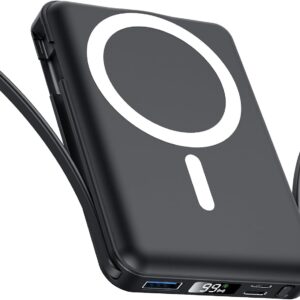 for Magsafe Power Bank, 10000mAh Magnetic Power Bank with USB-C Cable and PD 20W USB C Fast Charging LED Display, Wireless Portable Charger for iPhone 17/16/15/14/13/12/Pro/Pro Max