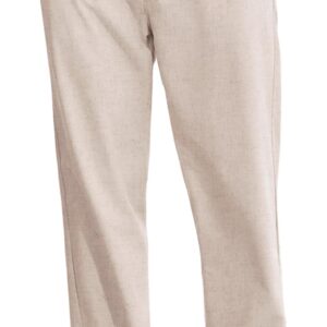COOFANDY Mens Cotton Linen Pants Casual Drawstring Summer Beach Pants Lightweight Linen Dress Trousers