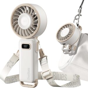 Diveblues Portable Turbo Fan, 100 Speed Handheld Fan with Strong Airflow, Foldable 4 in 1 Personal Fan for Neck, Desk & Travel, USB-C Rechargeable, Lightweight for Summer, Concerts & Outdoor Use