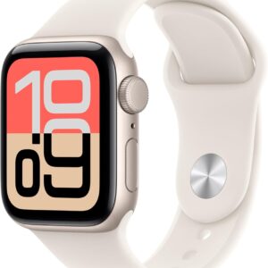 Apple Watch SE 3 [GPS 40mm] Smartwatch with Starlight Aluminum Case with Starlight Sport Band – S/M. Fitness and Sleep Trackers, Heart Rate Monitor, Always-On Display, Water Resistant