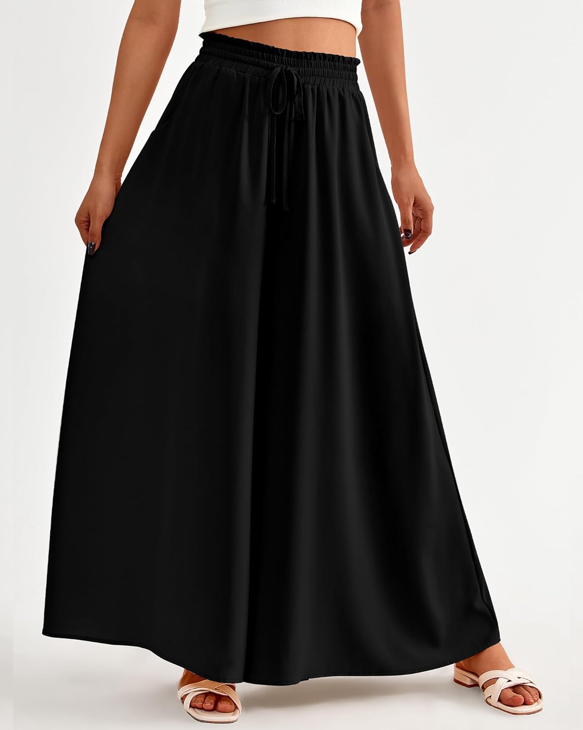 BTFBM Wide Leg Palazzo Pants for Women 2026 Summer Spring Casual High Waisted Flowy Trousers Boho Beach Vacation Outfits - Image 4