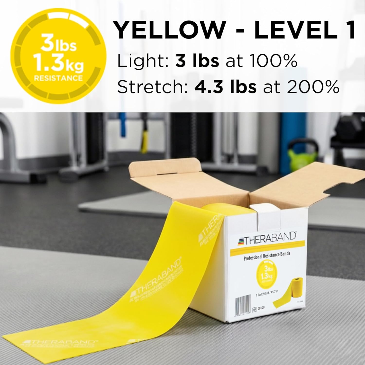 THERABAND Resistance Band, Yellow, Light, 50-Yard Roll, Elastic Band for Strength Training, Stretching, Yoga, Pilates, Physical Therapy, Portable & Cut-to-Length, Color-Coded Levels - Image 3