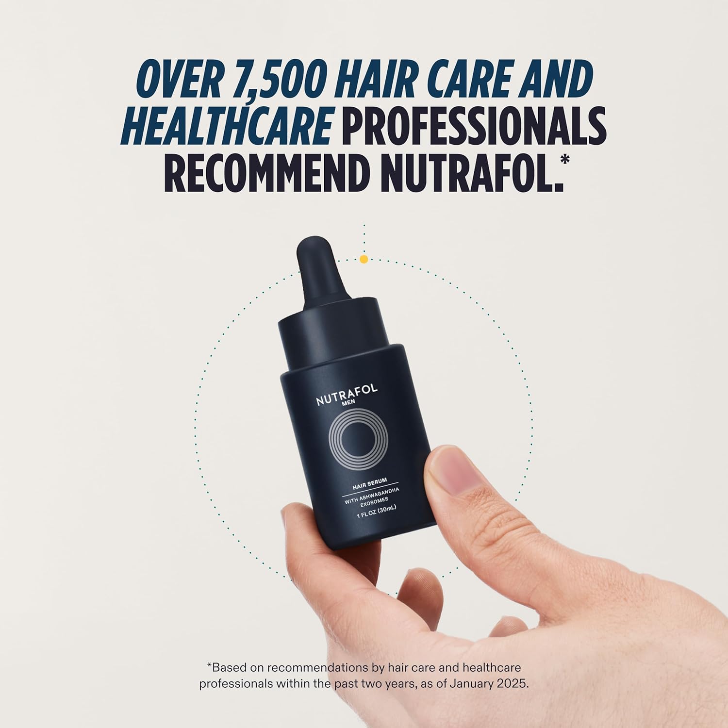 Nutrafol Men's Hair Serum, Clinically Tested to Support Visibly Thicker Hair and Scalp Coverage, Lightweight and Non-Greasy, for Daily Use - 30mL, 1 Bottle - Image 2