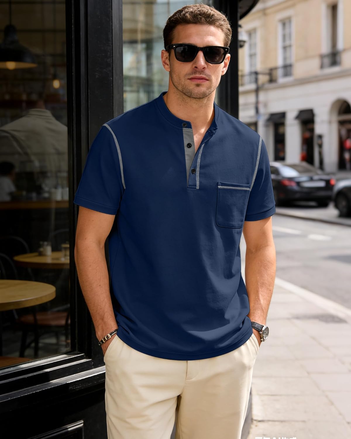 Men's Henley Shirt Short Sleeve T-Shirt Casual Top Pullover Summer Lightweight Tee Shirts with Button - Image 2