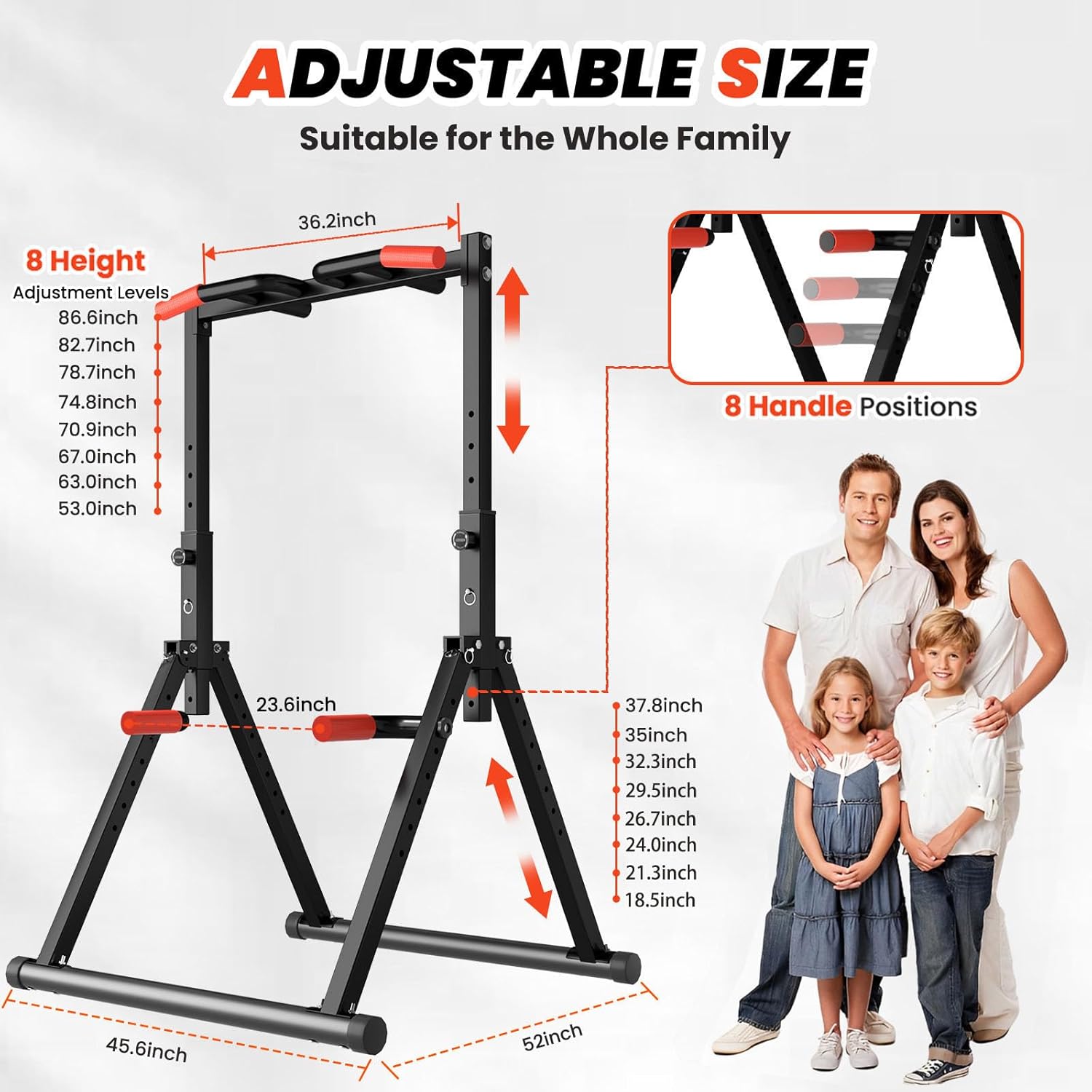 DOBESTS Power Tower Pull Up Bar Free Standing, Adjustable Foldable Pull Up Station, Home Gym Strength Training Equipment 700LBS - Image 2