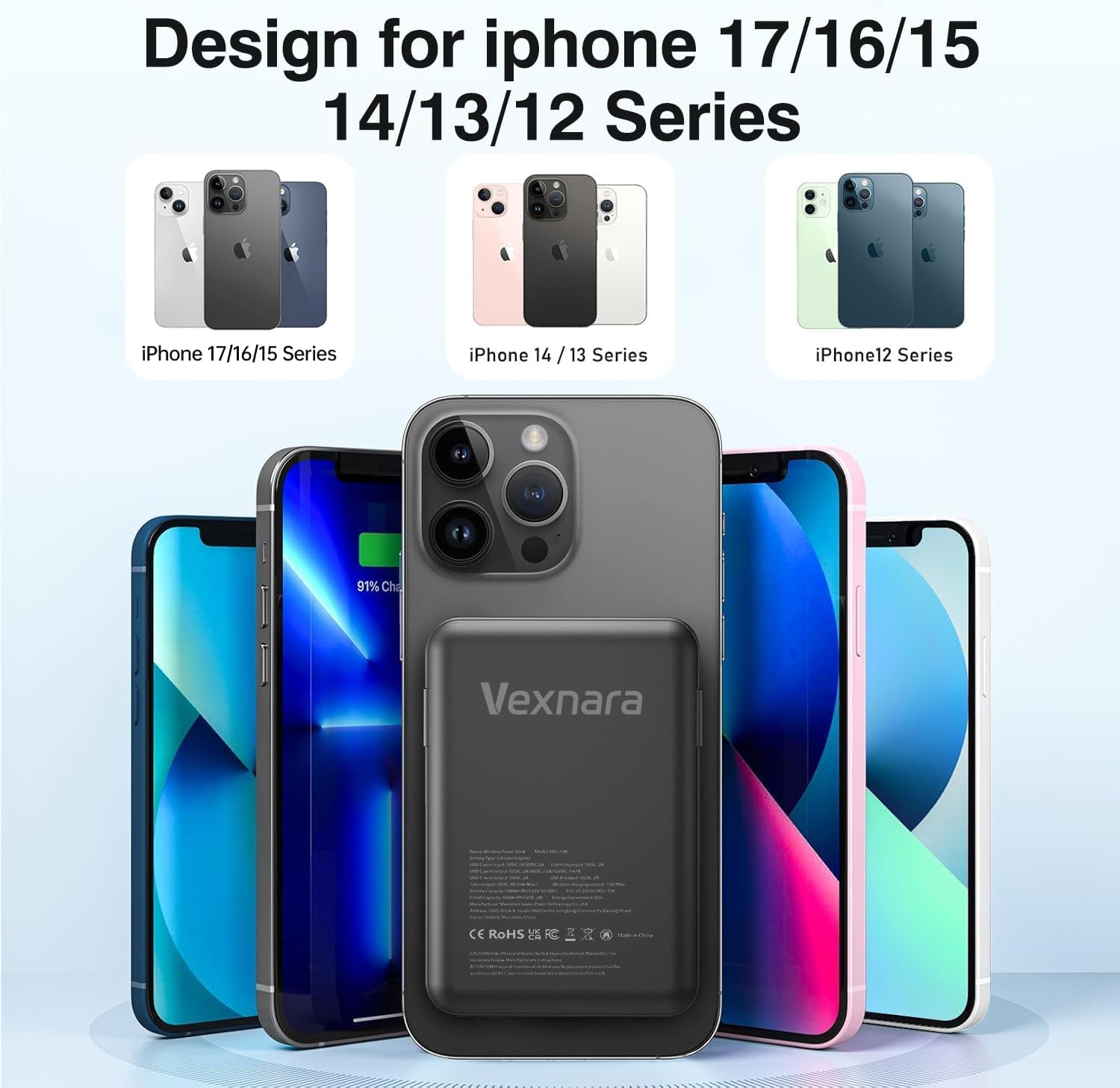 for Magsafe Power Bank, 10000mAh Magnetic Power Bank with USB-C Cable and PD 20W USB C Fast Charging LED Display, Wireless Portable Charger for iPhone 17/16/15/14/13/12/Pro/Pro Max - Image 8