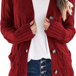 PRETTYGARDEN Women’s Open Front Cardigan Sweaters Fall Fashion Button Down Cable Knit Chunky Winter Clothing Outerwear Coats