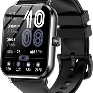 Smart Watch for Men Women, 1.83″ HD Touch Screen Smartwatch with Bluetooth Call, 5 ATM Waterproof, 130+ Sport Modes Fitness Tracker Heart Rate Sleep Monitor Pedometer, Compatible with Android iPhone