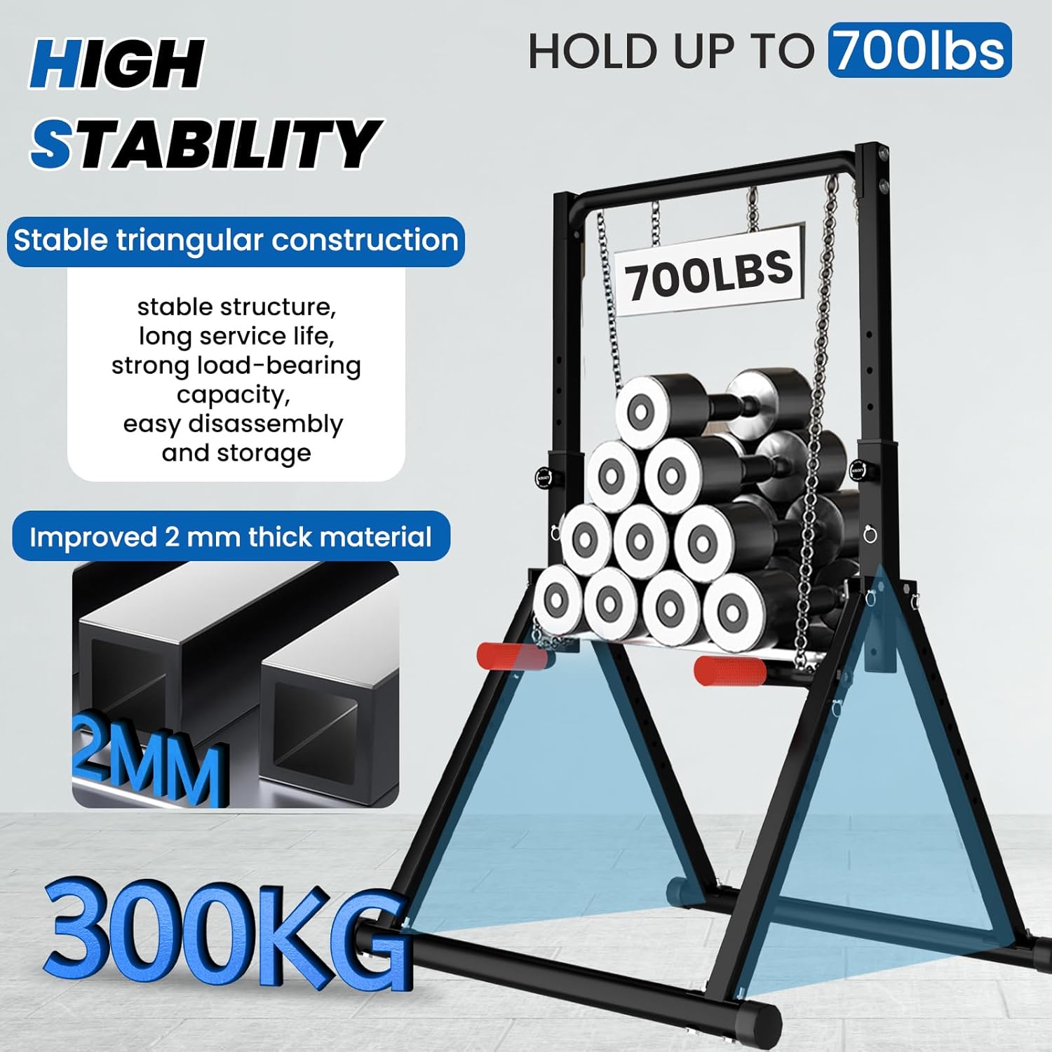 DOBESTS Power Tower Pull Up Bar Free Standing, Adjustable Foldable Pull Up Station, Home Gym Strength Training Equipment 700LBS - Image 4