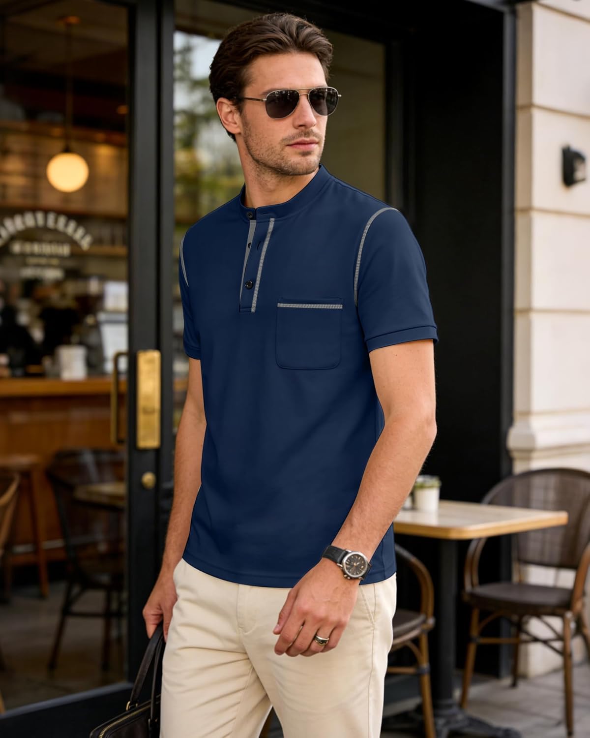 Men's Henley Shirt Short Sleeve T-Shirt Casual Top Pullover Summer Lightweight Tee Shirts with Button - Image 4