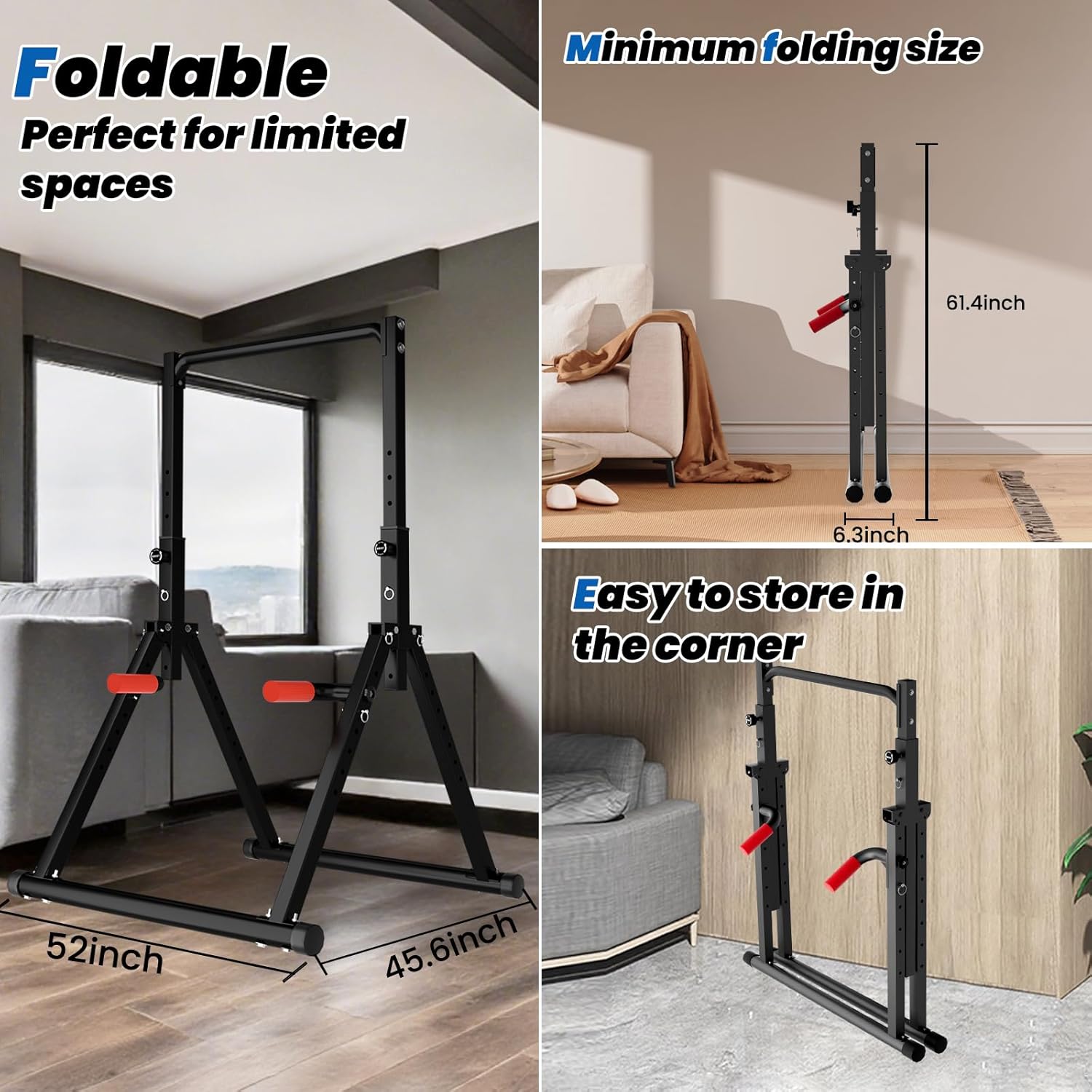 DOBESTS Power Tower Pull Up Bar Free Standing, Adjustable Foldable Pull Up Station, Home Gym Strength Training Equipment 700LBS - Image 3