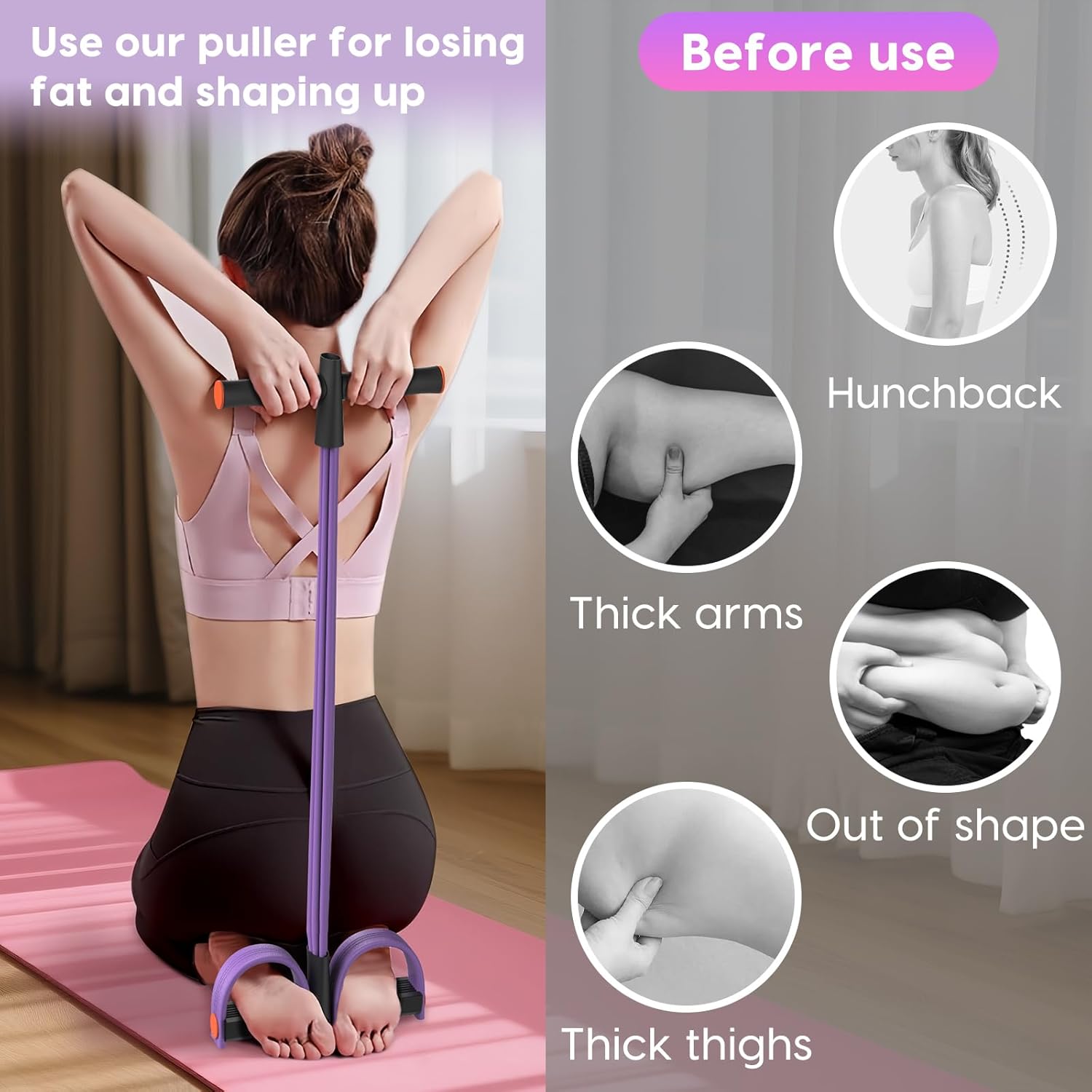 Resistance Bands with Handles, 6-Tube Elastic Pedal Resistance Band for Working Out, Durable Natural Rubber Exercise Bands, Multifunction Exercise Equipment for Abdomen, Waist, Arm, Leg Stretching - Image 6