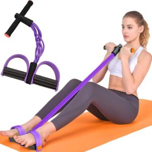 Resistance Bands with Handles, 6-Tube Elastic Pedal Resistance Band for Working Out, Durable Natural Rubber Exercise Bands, Multifunction Exercise Equipment for Abdomen, Waist, Arm, Leg Stretching