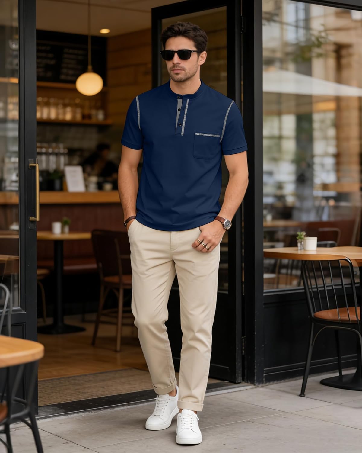 Men's Henley Shirt Short Sleeve T-Shirt Casual Top Pullover Summer Lightweight Tee Shirts with Button - Image 5