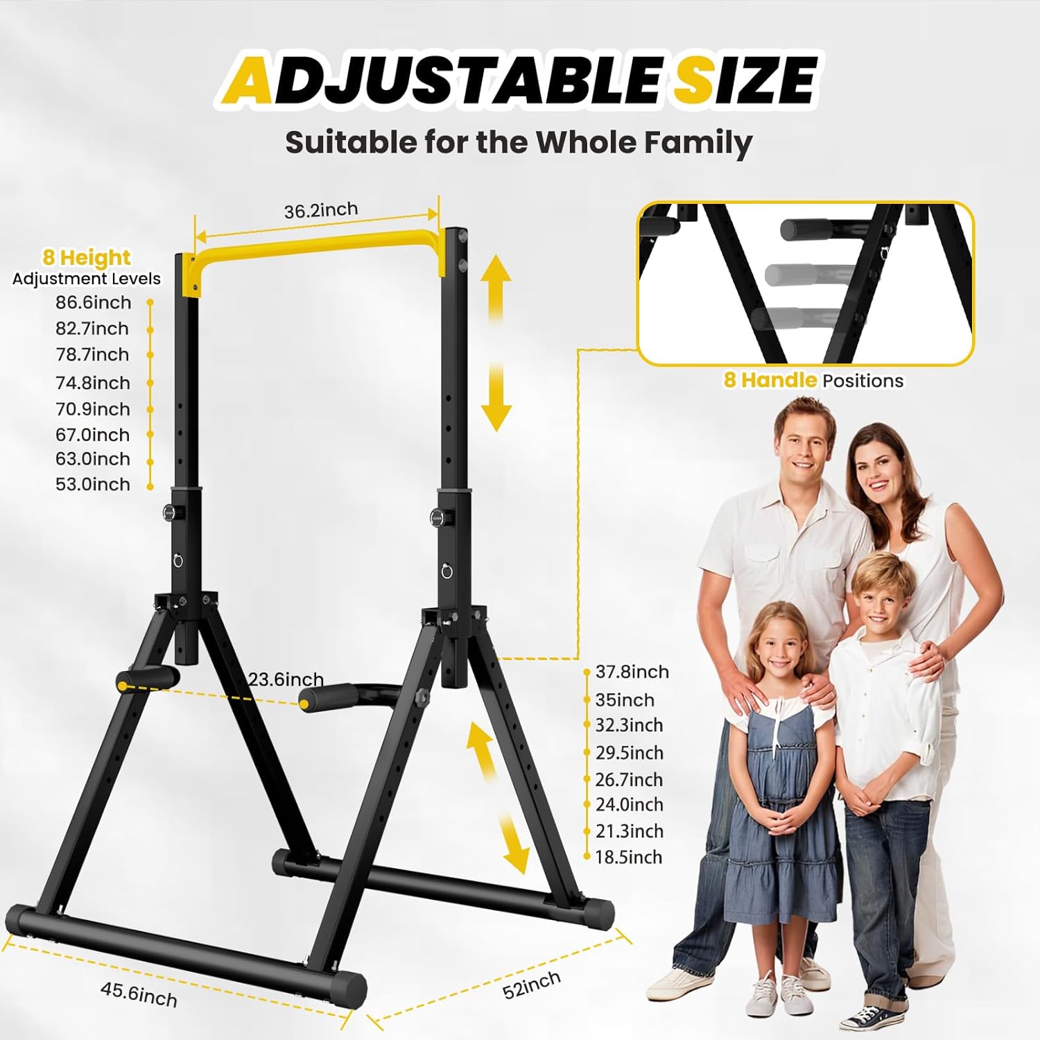DOBESTS Power Tower Pull Up Bar Free Standing, Adjustable Foldable Pull Up Station, Home Gym Strength Training Equipment 700LBS - Image 2